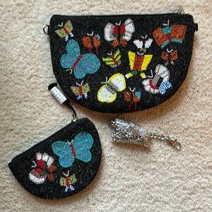 America and Beyond Butterfly Embellished  Purse with small matching bag - NWOT